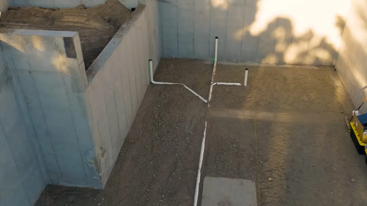 Basement plumbing rough-in and drain piping for Basement Bathroom Rough-In in Pottstown, PA: Ejector Pumps, Permits, and What's Involved in Pottstown, PA