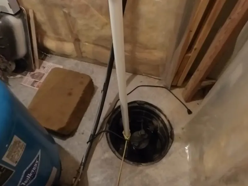Sump pump installed in a basement pit for Plumber in the Manatawny Area, Pottstown PA in Manatawny area, Pottstown, PA